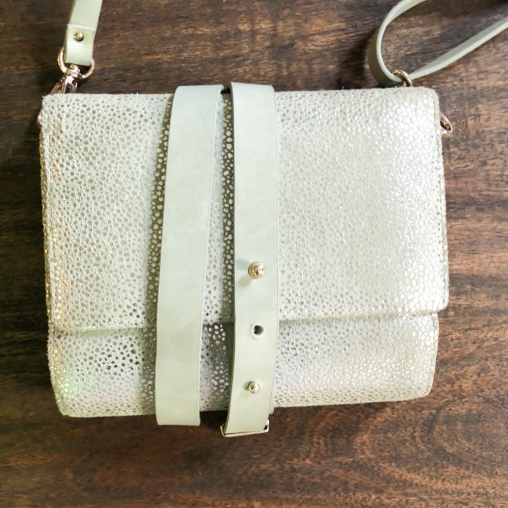 Papillonner Seafoam Green Leather Crossbody Purse